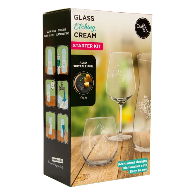 Glas etsen crème set