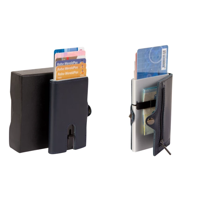 Porte-cartes RFID cuir bleu