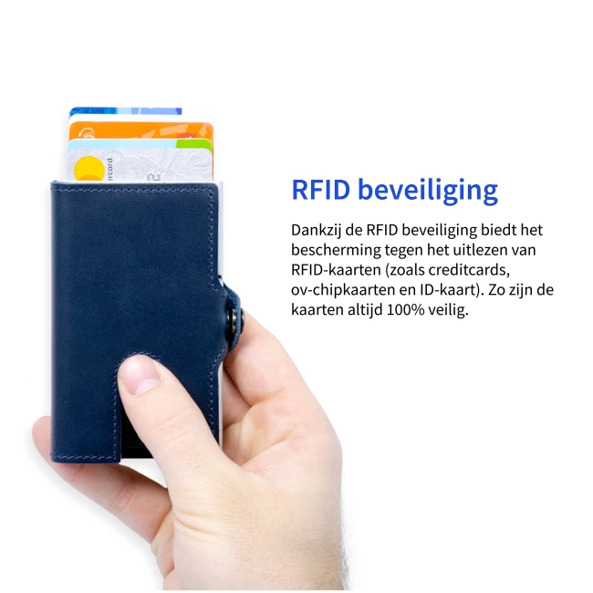 Porte-cartes RFID cuir bleu